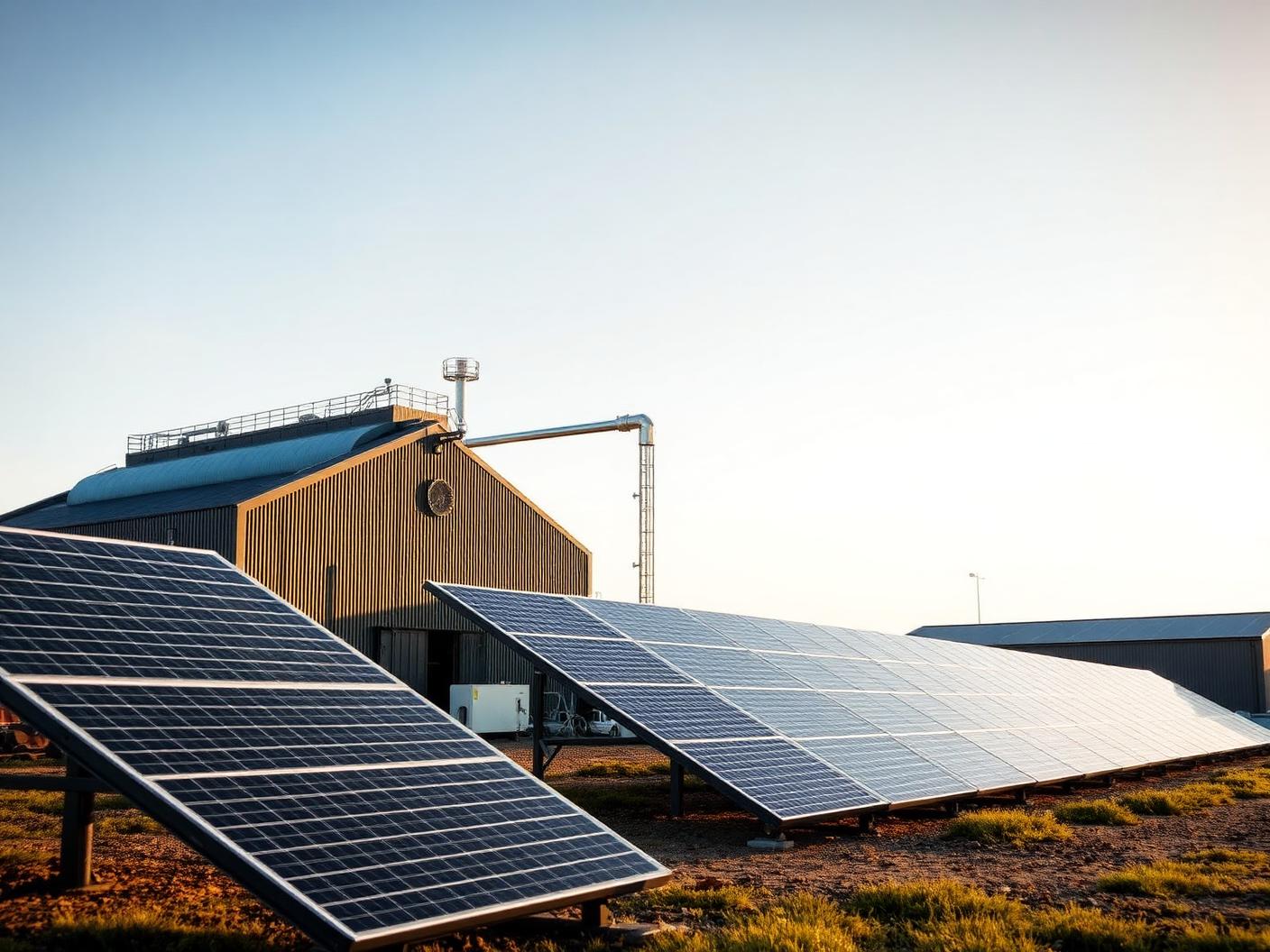 Panneaux solaires et chaufferie biomasse sur un site industriel